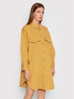 United Colors Of Benetton Γυναίκες Φορέματα σε Στυλ Πουκάμισο & Σεμιζιέ Φόρεμα πουκάμισο 45H6DV00M Κίτρινο Regular Fit Κίτρινο