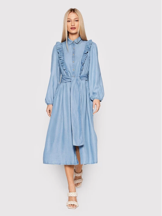 United Colors Of Benetton Γυναίκες Φορέματα σε Στυλ Πουκάμισο & Σεμιζιέ Φόρεμα πουκάμισο 4DA7DV009 Μπλε Regular Fit Μπλε 2 United Colors Of Benetton Γυναίκες Φορέματα σε Στυλ Πουκάμισο & Σεμιζιέ Φόρεμα πουκάμισο 4DA7DV009 Μπλε Regular Fit Μπλε - Image 2