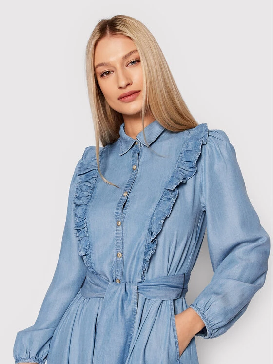 United Colors Of Benetton Γυναίκες Φορέματα σε Στυλ Πουκάμισο & Σεμιζιέ Φόρεμα πουκάμισο 4DA7DV009 Μπλε Regular Fit Μπλε 4 United Colors Of Benetton Γυναίκες Φορέματα σε Στυλ Πουκάμισο & Σεμιζιέ Φόρεμα πουκάμισο 4DA7DV009 Μπλε Regular Fit Μπλε - Image 4