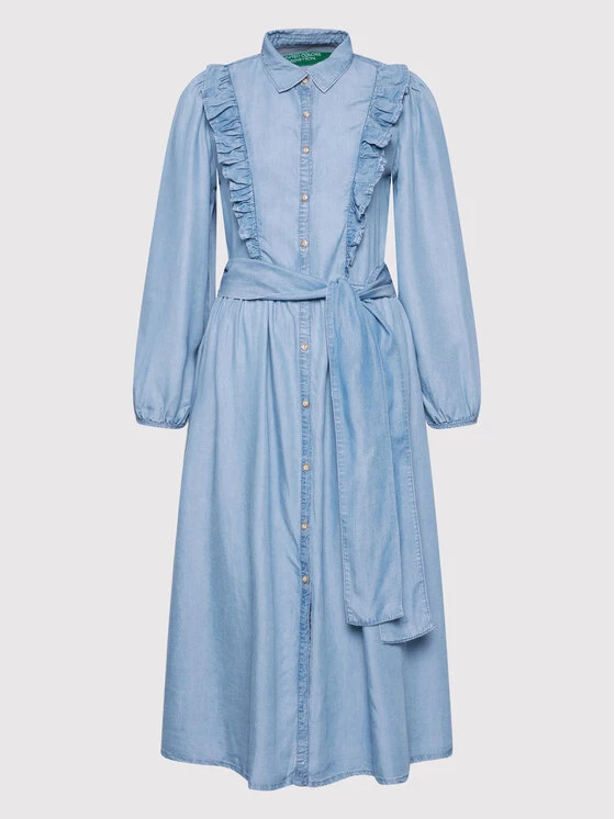 United Colors Of Benetton Γυναίκες Φορέματα σε Στυλ Πουκάμισο & Σεμιζιέ Φόρεμα πουκάμισο 4DA7DV009 Μπλε Regular Fit Μπλε 5 United Colors Of Benetton Γυναίκες Φορέματα σε Στυλ Πουκάμισο & Σεμιζιέ Φόρεμα πουκάμισο 4DA7DV009 Μπλε Regular Fit Μπλε - Image 5