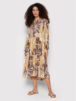 United Colors Of Benetton Γυναίκες Καθημερινά Φορέματα Φόρεμα καθημερινό 4G3QDV00E Καφέ Regular Fit Καφέ