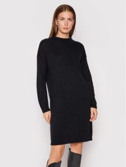 United Colors Of Benetton Γυναίκες Πλεκτά Φορέματα Φόρεμα υφασμάτινο 107VDV001 Μαύρο Regular Fit Μαύρο