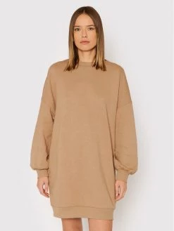 United Colors Of Benetton Γυναίκες Πλεκτά Φορέματα Φόρεμα υφασμάτινο 3QMHD100U Καφέ Regular Fit Καφέ