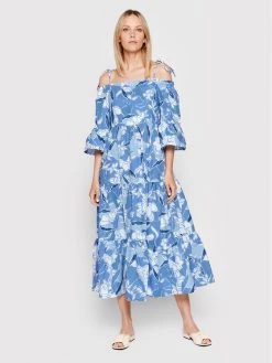 United Colors Of Benetton Γυναίκες Καλοκαιρινά Φορέματα Φόρεμα καλοκαιρινό 4WCHDV018 Μπλε Regular Fit Μπλε