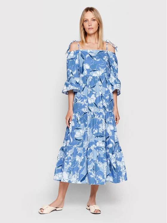 United Colors Of Benetton Γυναίκες Καλοκαιρινά Φορέματα Φόρεμα καλοκαιρινό 4WCHDV018 Μπλε Regular Fit Μπλε 2 United Colors Of Benetton Γυναίκες Καλοκαιρινά Φορέματα Φόρεμα καλοκαιρινό 4WCHDV018 Μπλε Regular Fit Μπλε - Image 2