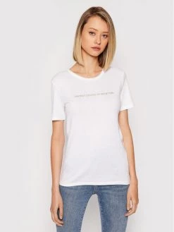 United Colors Of Benetton Γυναίκες T-shirts T-Shirt 3GA2E16A2 Λευκό Regular Fit Λευκό