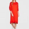 United Colors Of Benetton Γυναίκες Πλεκτά Φορέματα Φόρεμα υφασμάτινο 103CDV00H Κόκκινο Regular Fit Κόκκινο