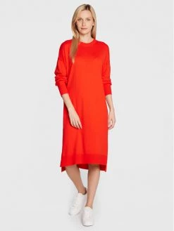 United Colors Of Benetton Γυναίκες Πλεκτά Φορέματα Φόρεμα υφασμάτινο 103CDV00H Κόκκινο Regular Fit Κόκκινο