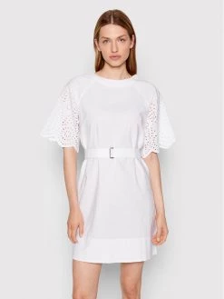 United Colors Of Benetton Γυναίκες Καθημερινά Φορέματα Φόρεμα καθημερινό 4EW7DV01B Λευκό Regular Fit Λευκό