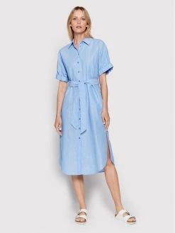 United Colors Of Benetton Γυναίκες Φορέματα σε Στυλ Πουκάμισο & Σεμιζιέ Φόρεμα πουκάμισο 4YCNDV00X Μπλε Regular Fit Μπλε