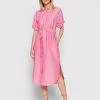 United Colors Of Benetton Γυναίκες Φορέματα σε Στυλ Πουκάμισο & Σεμιζιέ Φόρεμα πουκάμισο 4YCNDV00X Ροζ Regular Fit Ροζ