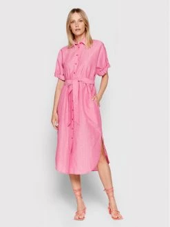 United Colors Of Benetton Γυναίκες Φορέματα σε Στυλ Πουκάμισο & Σεμιζιέ Φόρεμα πουκάμισο 4YCNDV00X Ροζ Regular Fit Ροζ