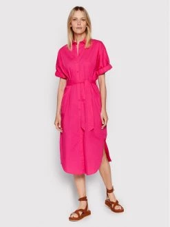 United Colors Of Benetton Γυναίκες Φορέματα σε Στυλ Πουκάμισο & Σεμιζιέ Φόρεμα πουκάμισο 4EW7DV01K Ροζ Regular Fit Ροζ