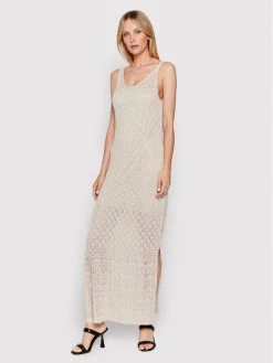 United Colors Of Benetton Γυναίκες Πλεκτά Φορέματα Φόρεμα υφασμάτινο 113BDV00D Μπεζ Regular Fit Μπεζ