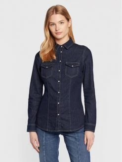 United Colors Of Benetton Γυναίκες Casual Πουκάμισα Τζιν πουκάμισο 5IBFDQ021 Σκούρο μπλε Regular Fit Σκούρο μπλε