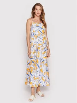 United Colors Of Benetton Γυναίκες Καλοκαιρινά Φορέματα Φόρεμα καλοκαιρινό 4KKSDV01A Λευκό Relaxed Fit Λευκό