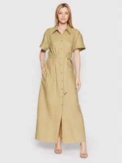 United Colors Of Benetton Γυναίκες Φορέματα σε Στυλ Πουκάμισο & Σεμιζιέ Φόρεμα πουκάμισο 4AGHDV01L Μπεζ Regular Fit Μπεζ