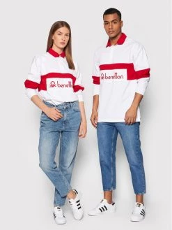 United Colors Of Benetton Γυναίκες Μπλουζάκια Polo Unisex 3MI6U3001 Λευκό Relaxed Fit Λευκό