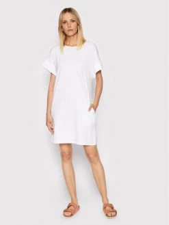 United Colors Of Benetton Γυναίκες Καθημερινά Φορέματα Φόρεμα καθημερινό 3BL0DV003 Λευκό Relaxed Fit Λευκό