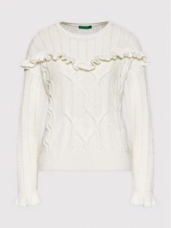 United Colors Of Benetton Γυναίκες Πουλόβερ 111TD100F Λευκό Regular Fit Λευκό -United Colors Of Benetton Κατάστημα unnamed file 3855