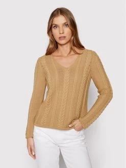 United Colors Of Benetton Γυναίκες Πουλόβερ 1498D4619 Καφέ Regular Fit Καφέ