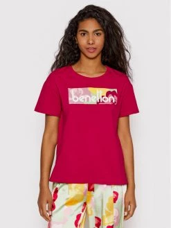 United Colors Of Benetton Γυναίκες T-shirts T-Shirt 3MI5D100R Ροζ Regular Fit Ροζ