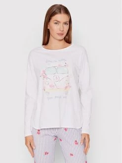 United Colors Of Benetton Γυναίκες Μπλούζες & Μπλουζάκια Πιτζάμας Μπλούζα πιτζάμας 30963M00U Λευκό Relaxed Fit Λευκό
