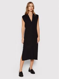 United Colors Of Benetton Γυναίκες Πλεκτά Φορέματα Φόρεμα υφασμάτινο 1098DV005 Μαύρο Regular Fit Μαύρο