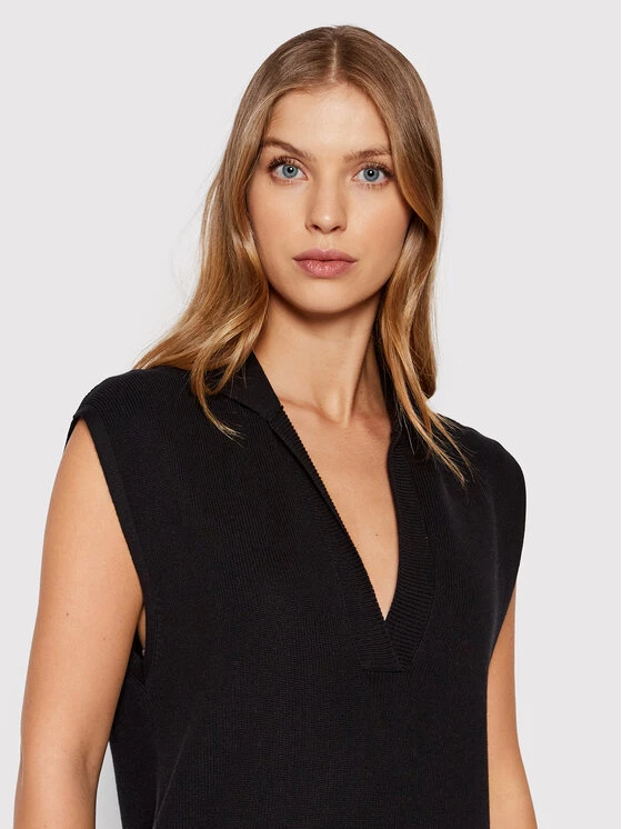 United Colors Of Benetton Γυναίκες Πλεκτά Φορέματα Φόρεμα υφασμάτινο 1098DV005 Μαύρο Regular Fit Μαύρο 4 United Colors Of Benetton Γυναίκες Πλεκτά Φορέματα Φόρεμα υφασμάτινο 1098DV005 Μαύρο Regular Fit Μαύρο - Image 4