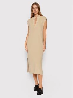 United Colors Of Benetton Γυναίκες Πλεκτά Φορέματα Φόρεμα υφασμάτινο 1098DV005 Μπεζ Regular Fit Μπεζ